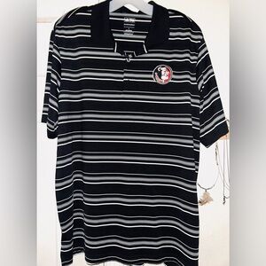 Black and White Adidas Striped Polo Shirt